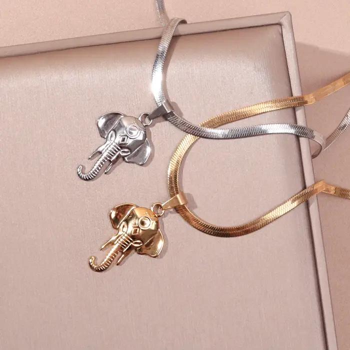 Collier chaîne à lame tête d'éléphant pour femmes, Punk, pendentif Long en acier inoxydable, hip hop, ras du cou, à la mode, 2023