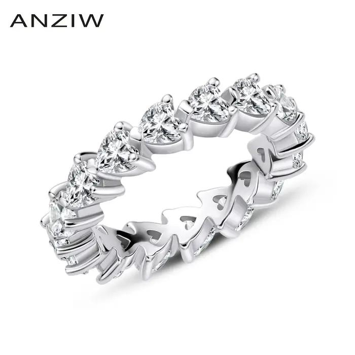 Bague de fiançailles en argent regardé 925 pour femme, coupe cœur, bijoux pour patients, anneau de m