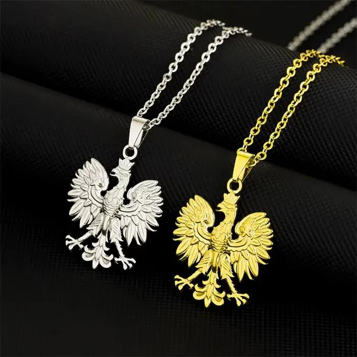 Collier aigle polonais en acier inoxydable or argent pour femmes style ethnique occassions festives