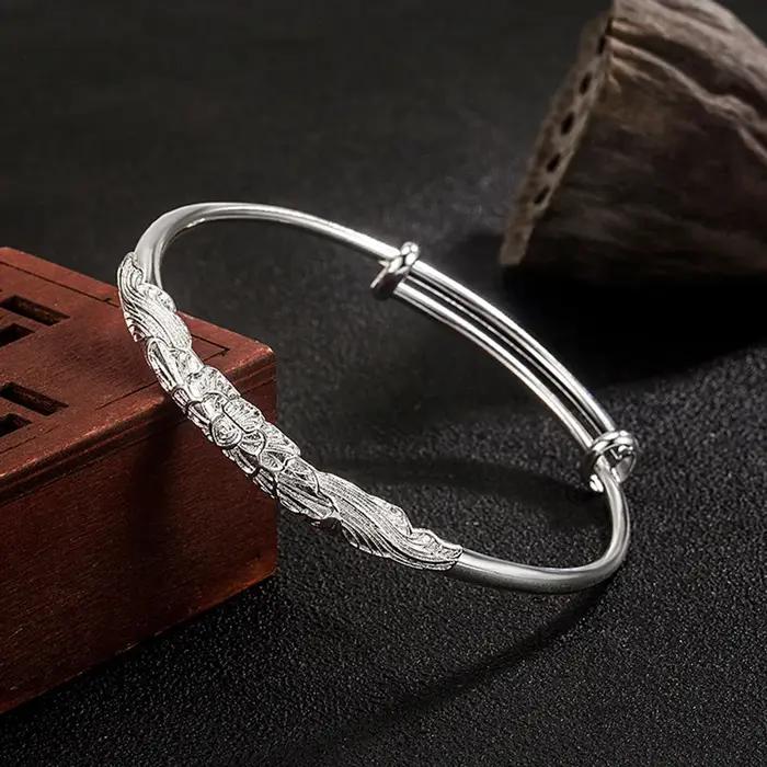 Bracelet jonc rond tendance en argent sterling 925