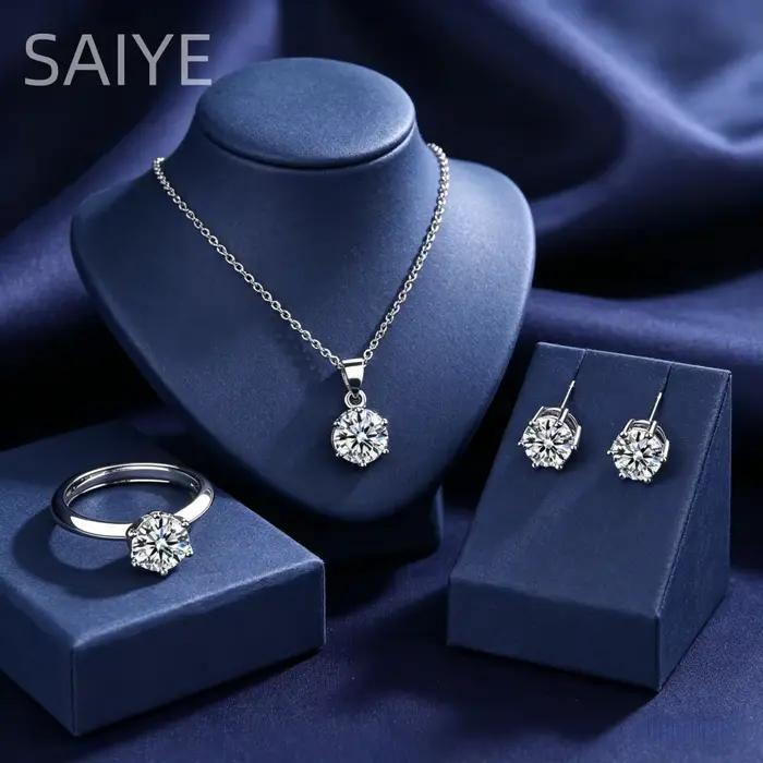 Vente flash - Ensemble de bijoux en argent sterling 925 avec moissanite pour femmes - Collier