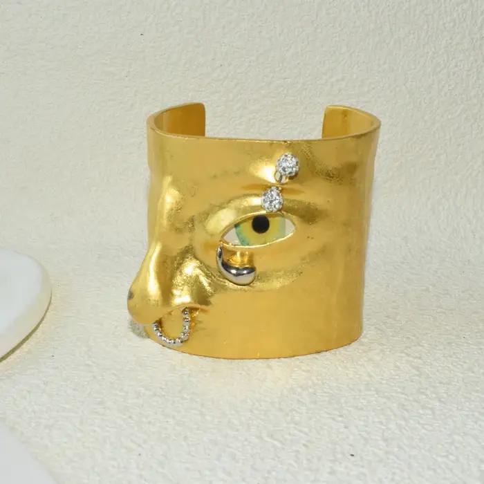 Bracelet manchette ouvert en alliage plaqué