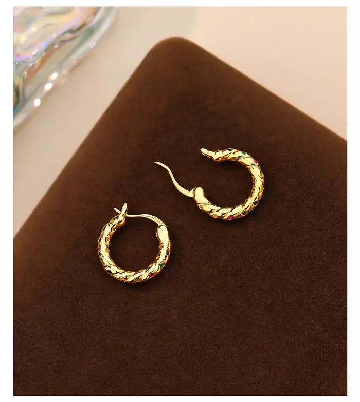 Boucles d'Oreilles en Argent Sterling 925 Serties de Zirconium Blanc pour Femmes Occasions Spéciales Clippes Arc-en-Ciel Colorés