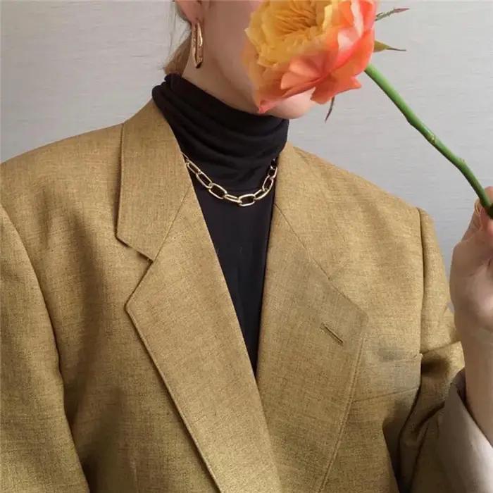 Collier rétro chaînes et colliers pour femmes en alliage de zinc avec motifs géométriques pour sorties et soirées élégantes