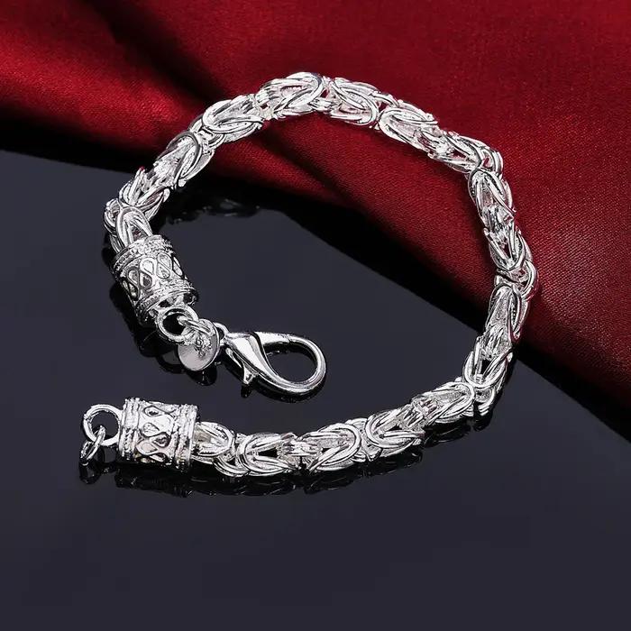Chaîne géométrique 6MM tendance en argent sterling 925