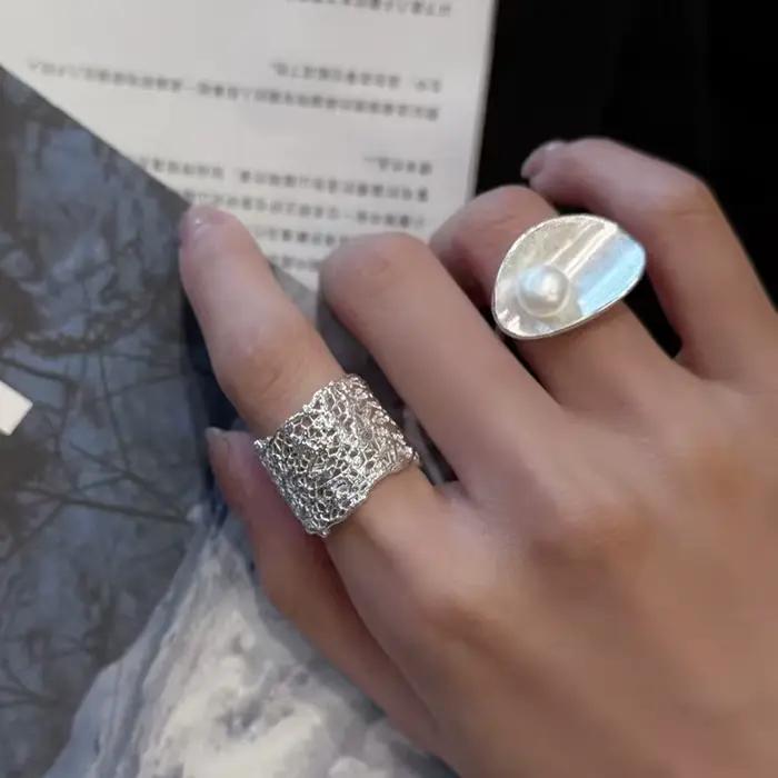 Bague Anenjery en cuivre avec motifs géométriques pour femmes, bijou tracker d'humeur moderne à offrir pour occasions spéciales