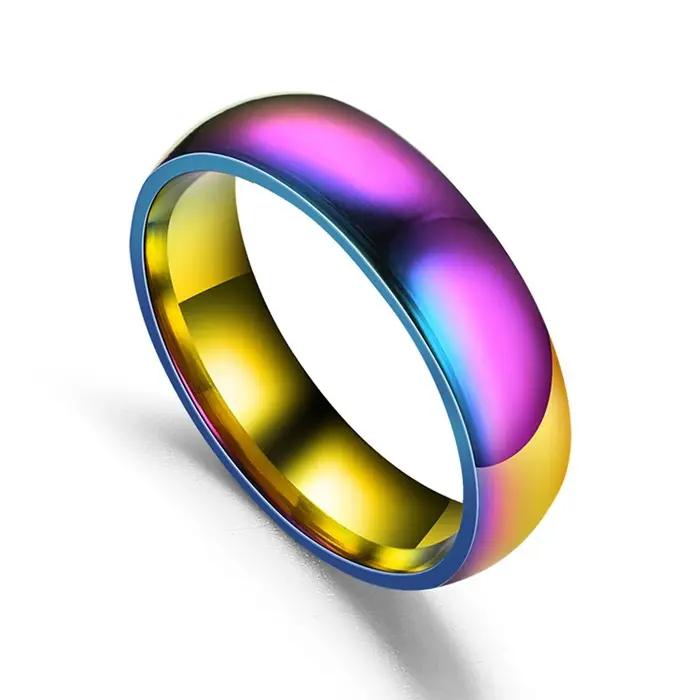 Bague colorée arc-en-ciel pour hommes et femmes