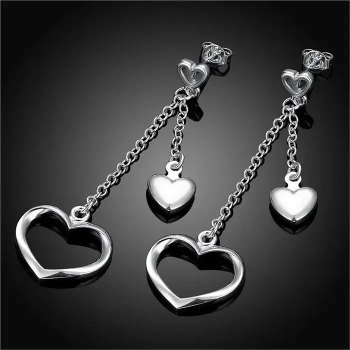 Bijoux de saint-valentin 100% en argent Sterling 925 véritable, Double couche, boucles d'oreilles à