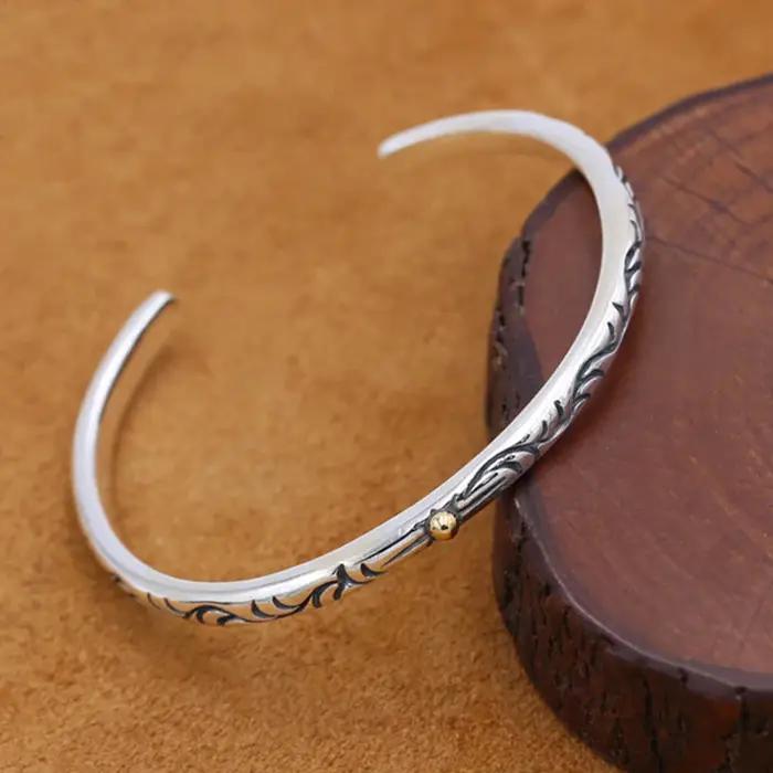 Bracelet en argent sterling 925 fin et élégant avec motif plume pour femmes occasions formelles