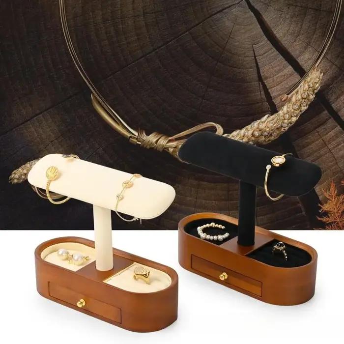 Support à bijoux vintage en bois massif