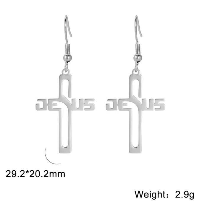 Boucles d'oreilles pendantes Cazador Christian Jesus Cross pour femmes