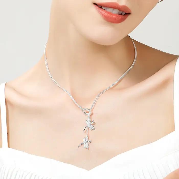 DOTEFFIL – collier avec pendentif libellule en argent Sterling 925 pour femmes