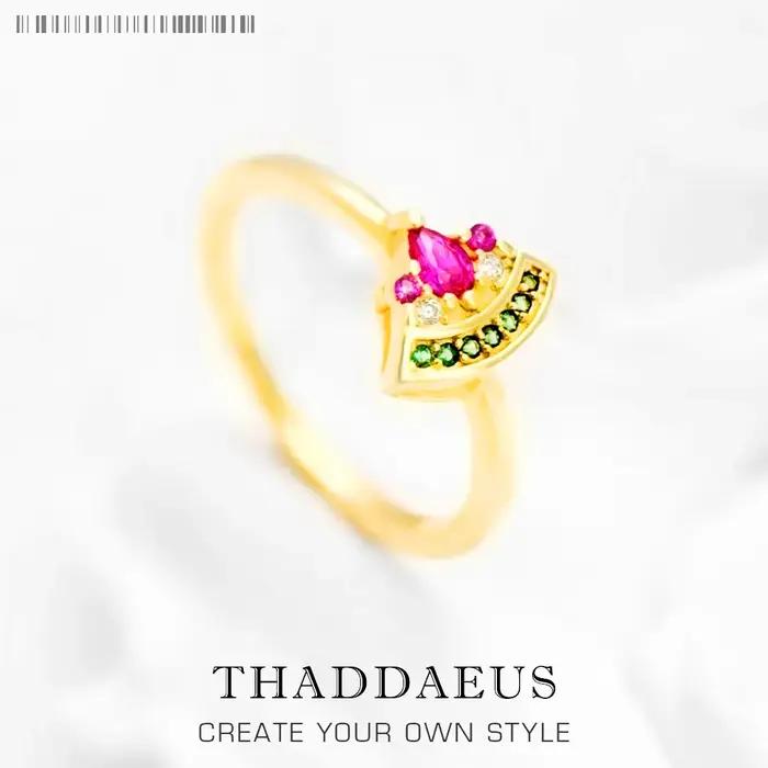 Bague pastèque dorée en argent Sterling 2022, nouveau Style européen, bijoux fins Glam pour femmes,