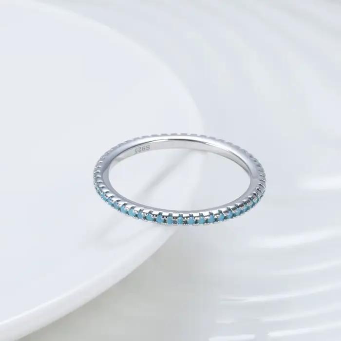 Kinel tibétain argent classique exquis cercle Turquoise charme empilable bague pour les femmes à la mode bijoux fins
