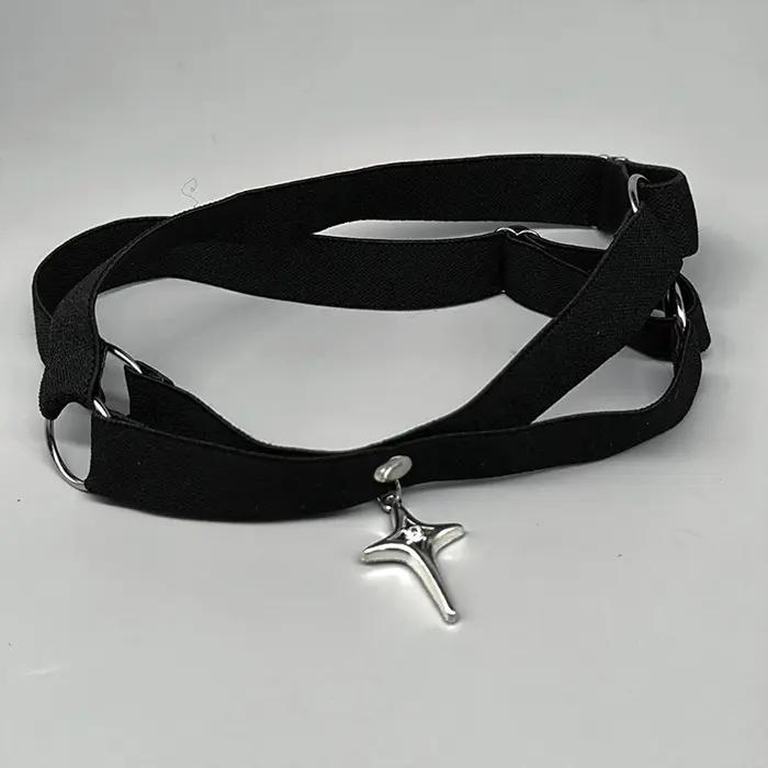 Gothique Punk élastique cuisse jarretière étoile pendentif jambe harnais sangles Bandages jambe enveloppes Sexy jarretière jeu de rôle jambe anneau