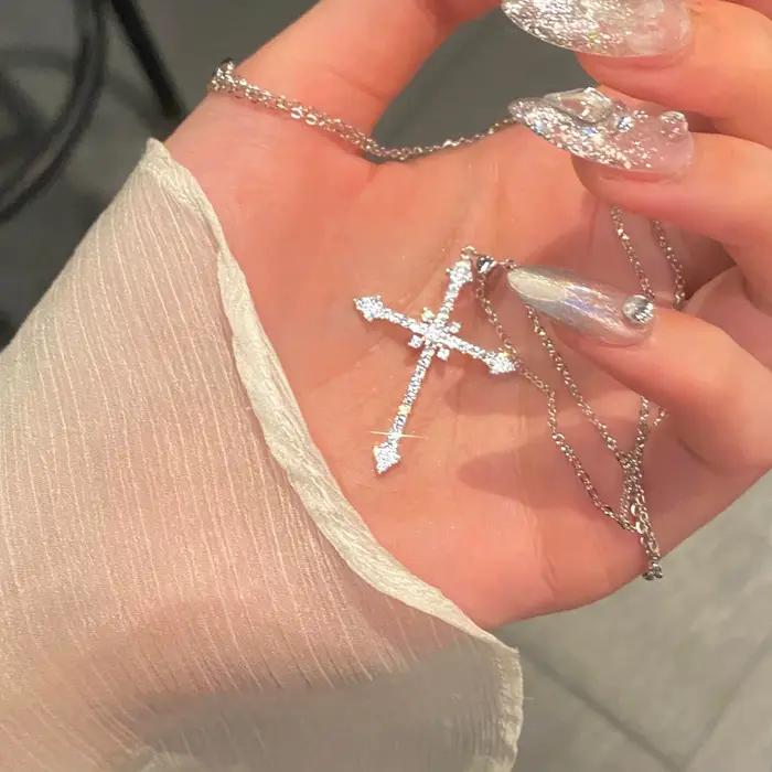 Chaîne de cou en argent sterling 925, colliers en zircon, bijoux pour femmes, charmes élégants et esthétiques, accessoires en argent 925