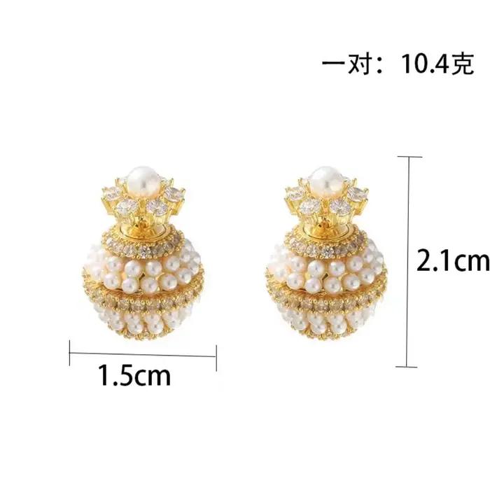 Mode perle boucles d'oreilles doux élégant luxe femmes bijoux Zircon classique