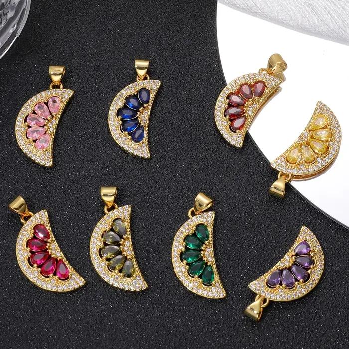 Juya 18K véritable plaqué or Micro pavé coloré zircon cubique mauvais œil citron breloques pour bricolage femmes mode pendentif fabrication de bijoux
