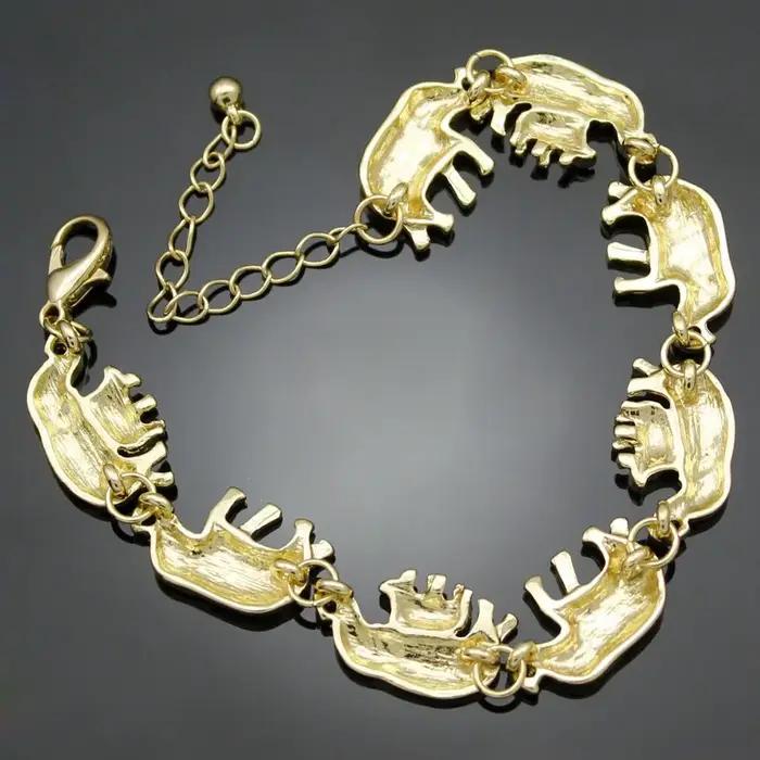 Bracelet à pendentif éléphant plaqué argent pour femme