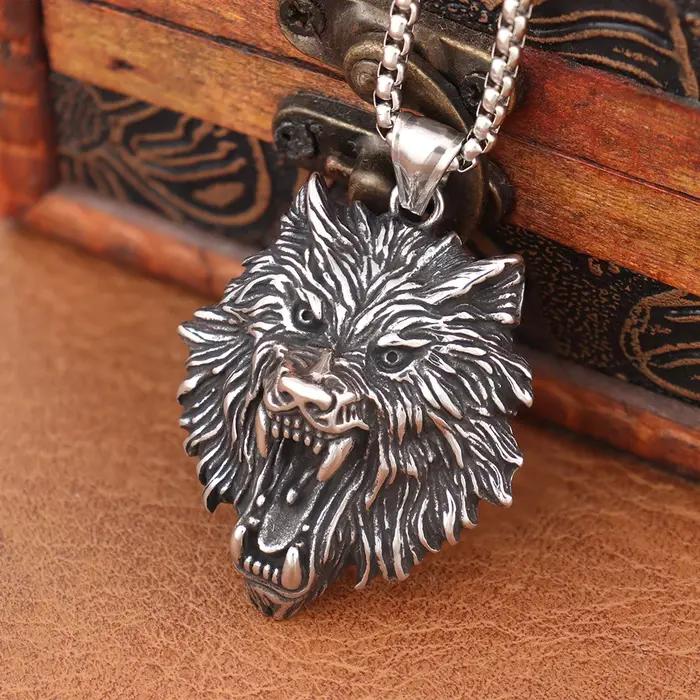 Collier loup Viking nordique à la mode pour hommes