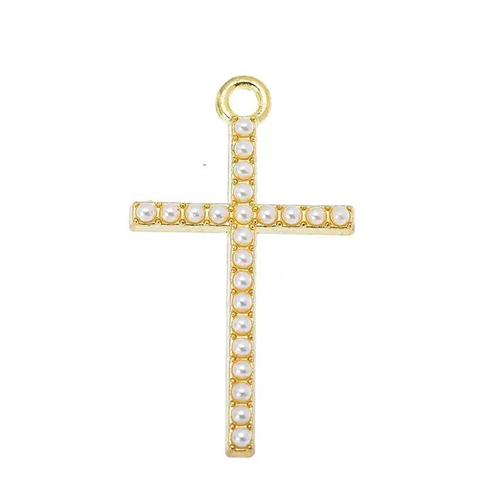Peixin 10 pièces élégant croix breloques strass bijoux chrétiens pour la mode collier boucles d'orei