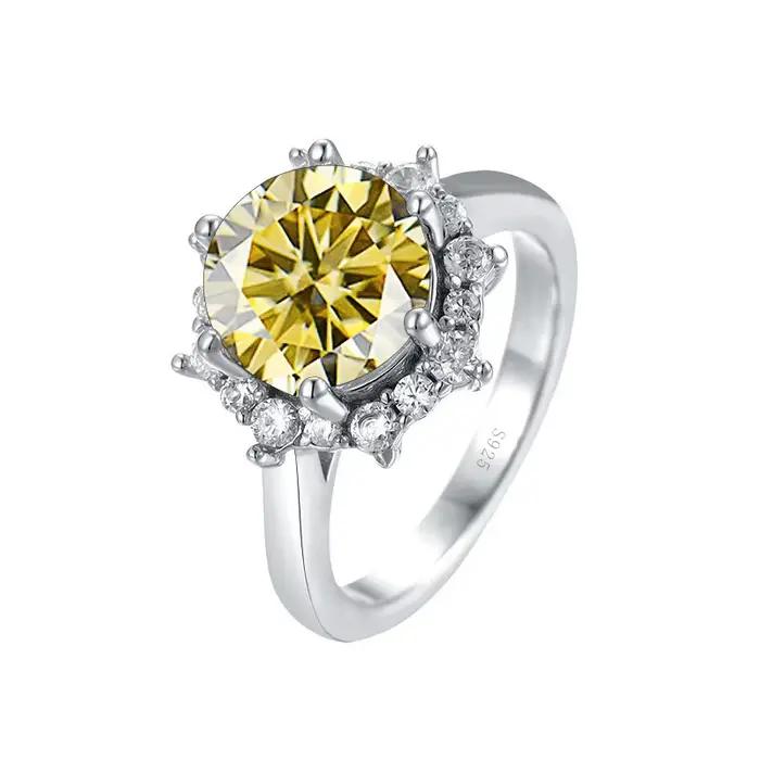 PomerceJelly Luxe 3 Carat Moissanite Diamant Bijoux S925 Bague De Mariage En Argent Sterling Pour Les Femmes Fleur En Forme De Conception Size5-9