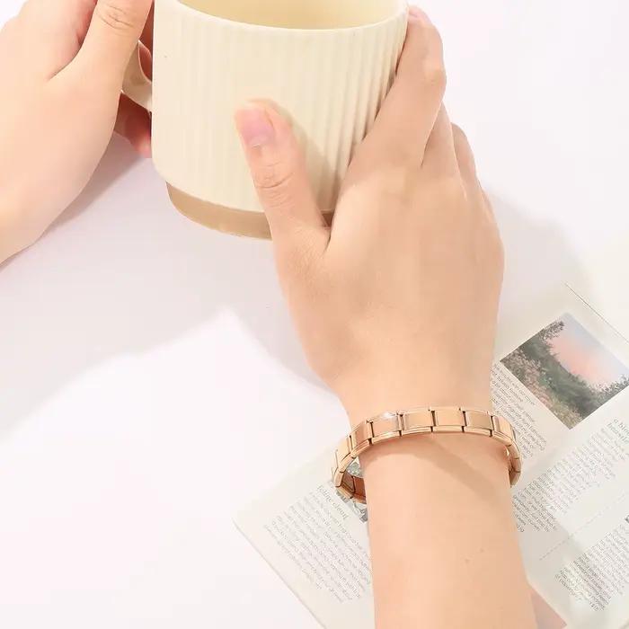 Jardme – Bracelet élastique italien en acier inoxydable pour femmes et hommes