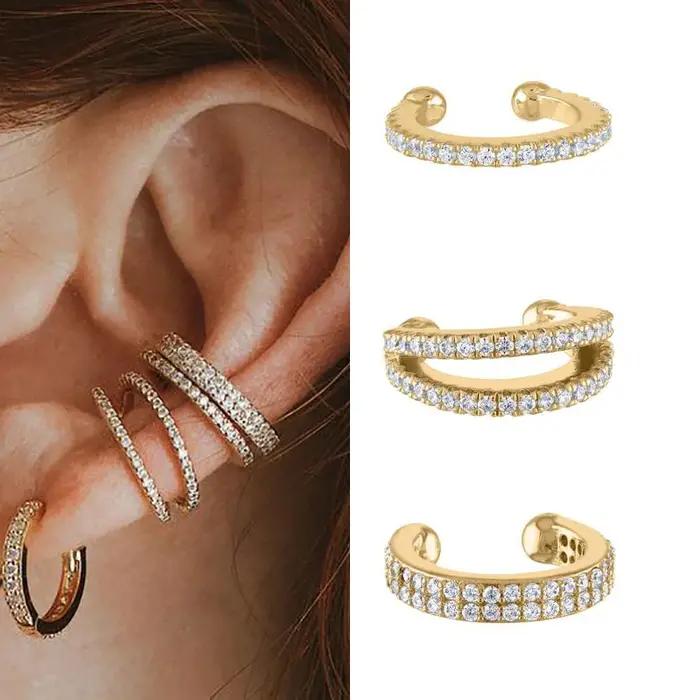 Boucles d'oreilles à clip Crmya en cuivre serties de zirconium cubique élégantes pour femmes occasions spéciales comme anniversaire et mariages