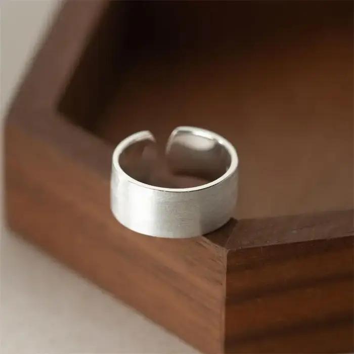 Bague de cocktail Hiphop avec revêtement d'argent pour homme et femme, style rock, motifs géométriques, ajustable, cadeau pour anniversaire, mariage et autres occasions spéciales
