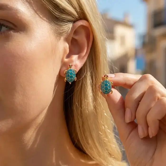 Boucles d'oreilles clous tortue animale mignonne pour femme