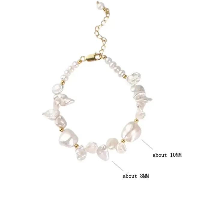 Bracelet de perles baroques naturelles remplies d'or 14K