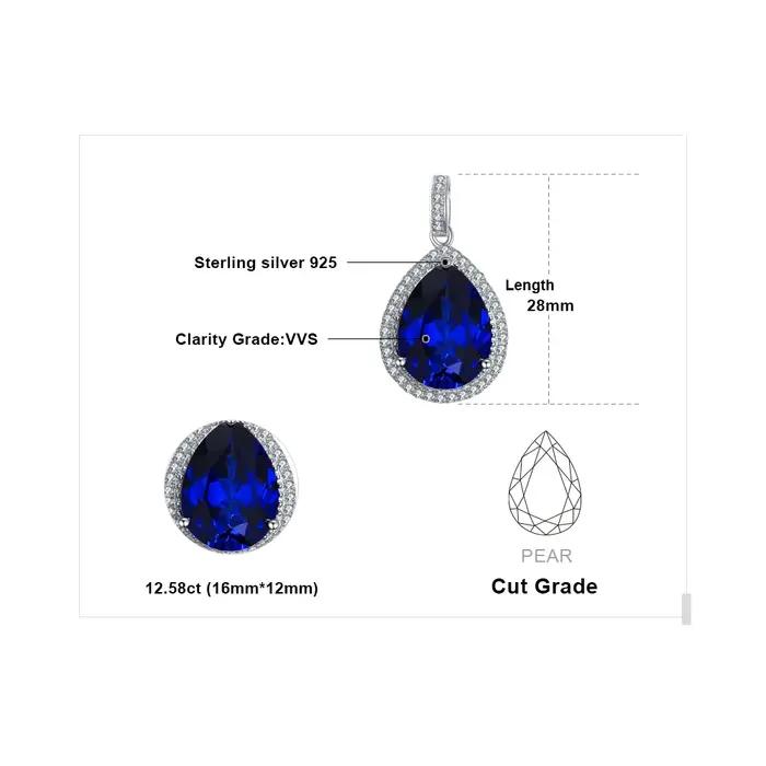 JewelpopPalace-Collier pendentif en argent regardé 925 avec saphir bleu pour femme
