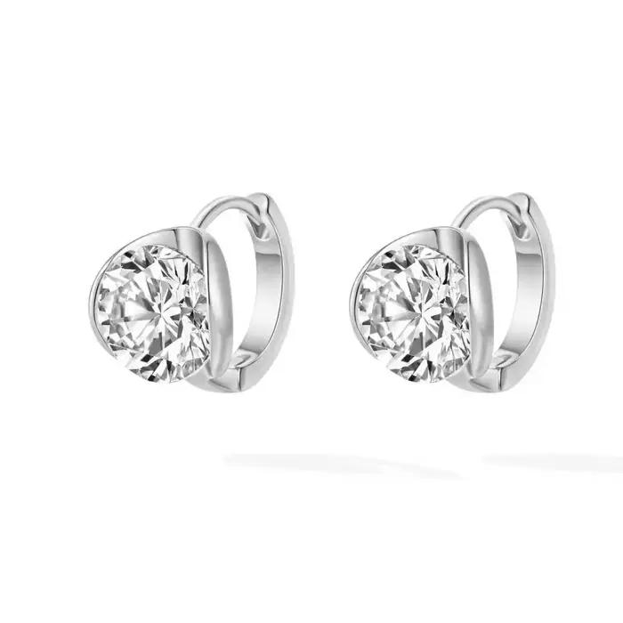 Nouveaux boucles d'oreilles en diamant rond de deux carats