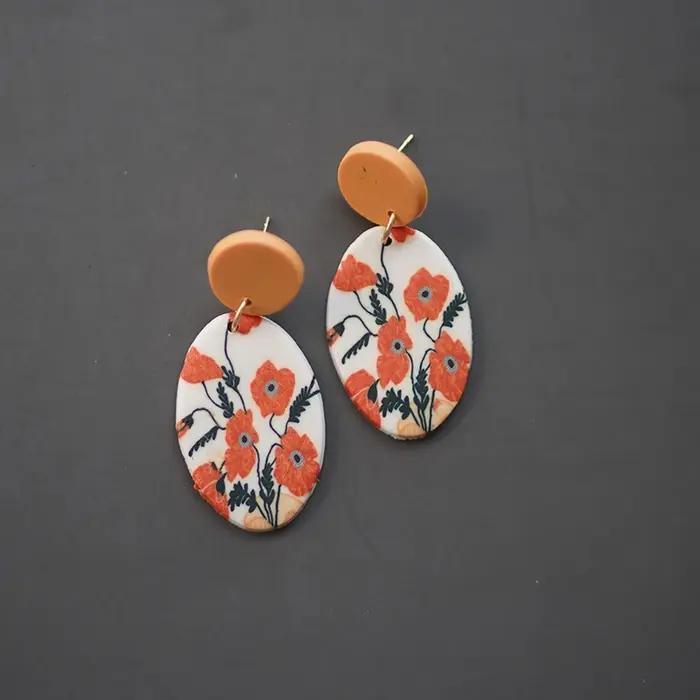 Boucles d'oreilles pendantes florales rétro françaises