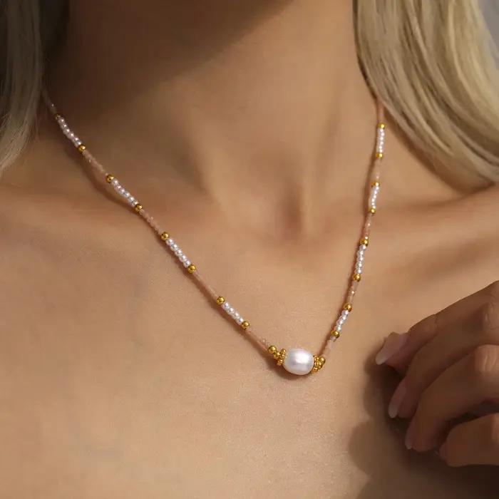 Collier étanche de perles fait à la main pour femmes