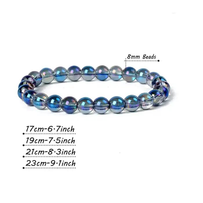 Bracelet de perles de pierre de 8 mm avec corde élastique pour hommes et femmes