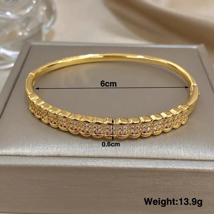 Bracelet Luxe Multicouche Zircon Incrusté Empilé Cuivre Or Femme Occasions Spéciales Chic Nouveau Design
