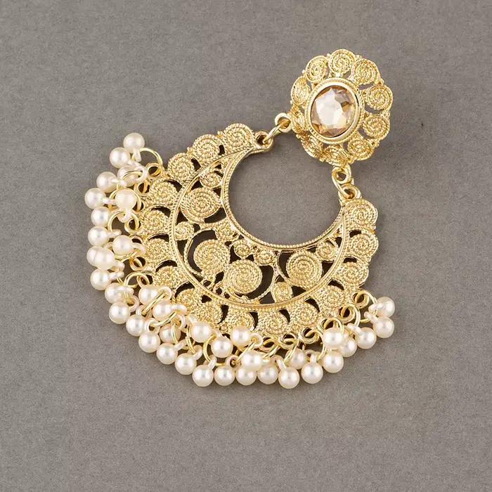 Boucles d'oreilles Jhumka indiennes de luxe pour femmes