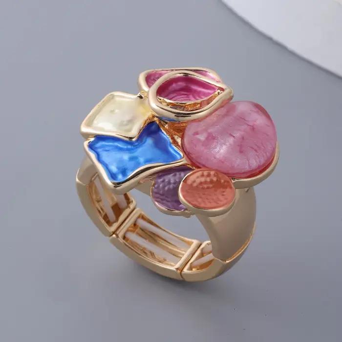 Bague en émail coloré réglable pour femmes, bijoux en résine géométrique mode, cadeau de fête de luxe, nouveauté 2024 occassions spéciales