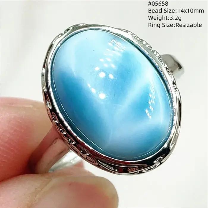 Bague Larimar bleue naturelle