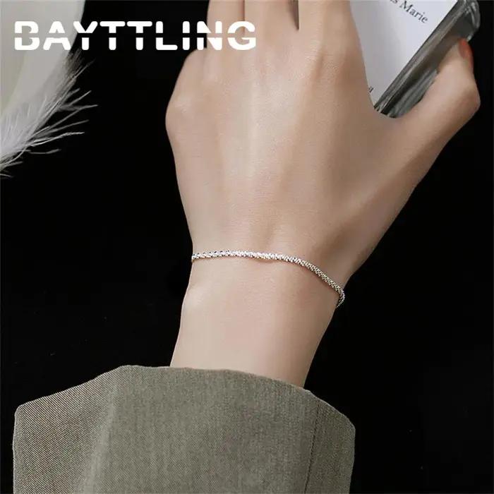 Bracelet en argent sterling 925 mignon romantique avec forme géométrique pour mariage et occasions spéciales