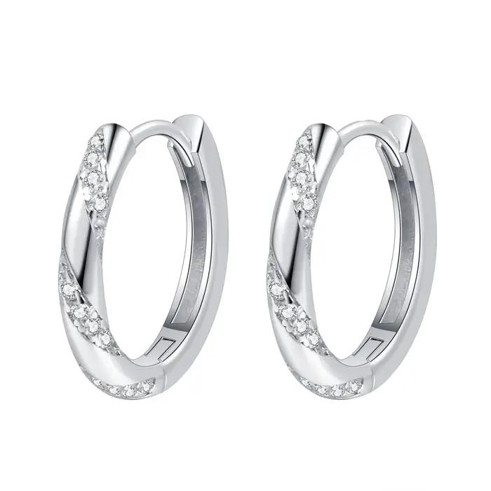 GRA-Boucles d'oreilles en moissanite taillée en argent regardé 925 pour femme, clip d'oreille, or bl