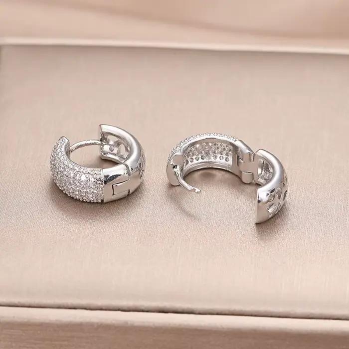Boucles d'oreilles en argent Sterling 925 zirconium blanc rock hiphop vintage pour femmes occasions spéciales