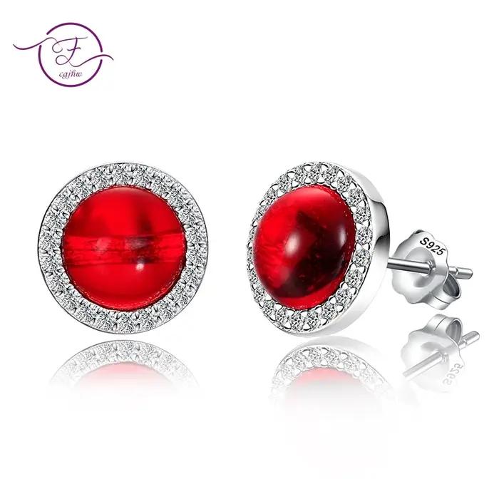 Boucles d'oreilles à tige de cornaline naturelle pour femmes