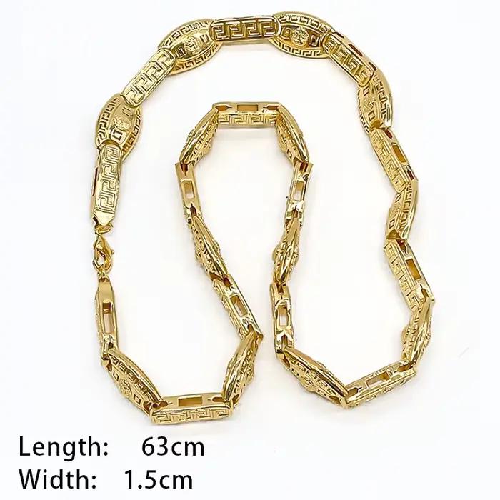 Collier long doré à maillons, plaqué or, style hip-hop, ensemble de bijoux pour homme, bijoux de fiançailles, cadeaux de luxe pour fêtes
