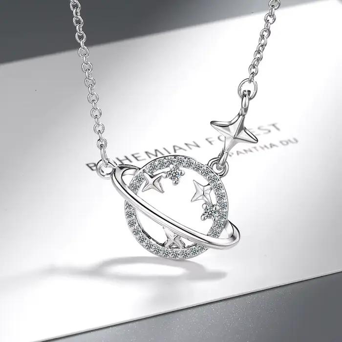 Colliers en argent 925 avec étoiles et zircons pour femmes