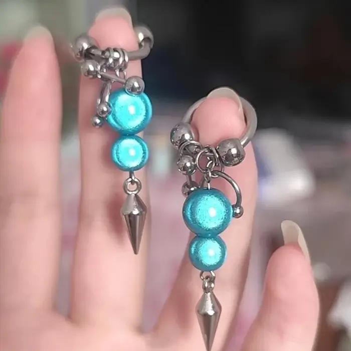 Y2K – boucles d'oreilles à rivets scintillants au Laser rose