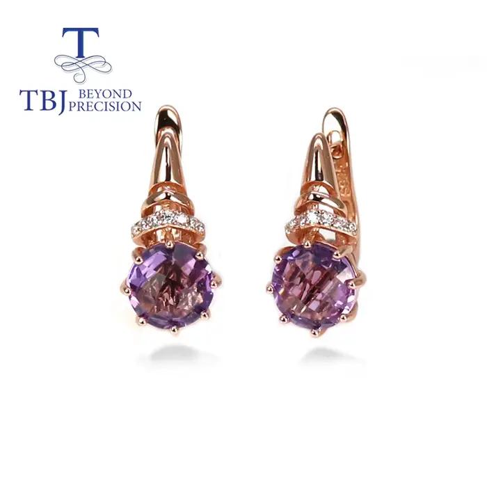 Boucles d'oreilles en amethyste naturelle avec 925 argent sterling design simple et style brésilien pour femmes occasions formelles elegance distinction