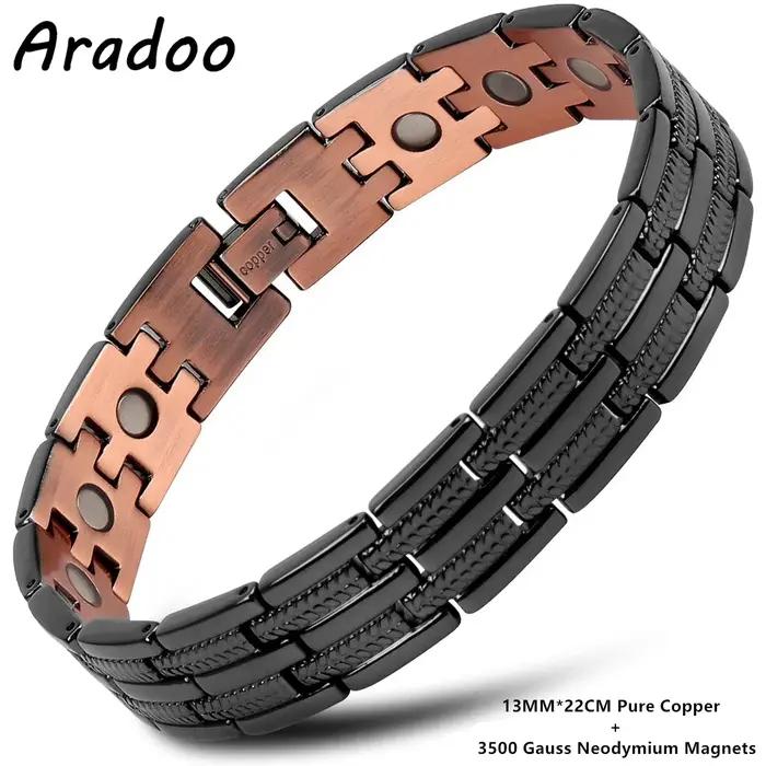 Bracelet Magnétique en Cuivre Pur Géométrique à Double Nucléostrength Bracelets Chaîne et Maillons Unisexe Occasions Spéciales Sport Santé