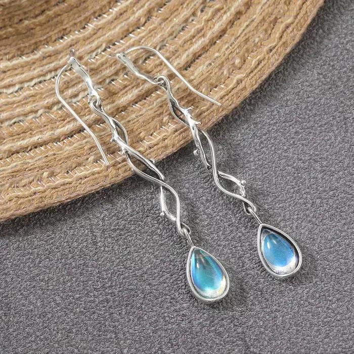 Boucles d'oreilles Vintage couleur argentée en forme de feuille de lierre pour femmes